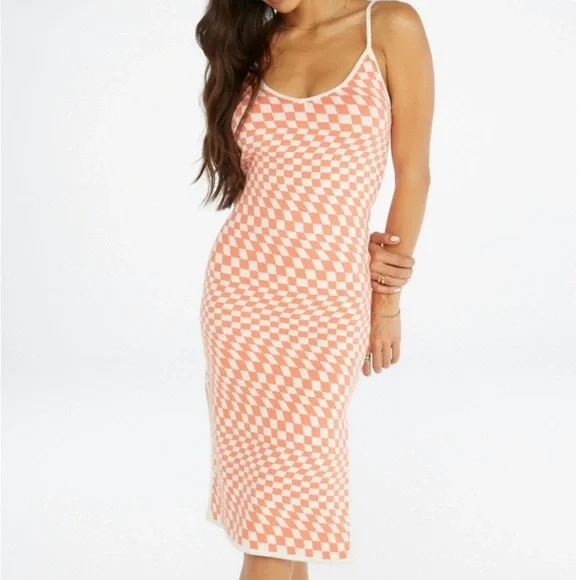 JustFab | Dresses | White Orange Knit Midi Dress | Poshmark